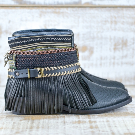 BOTAS BOHO SERPIENTE PIEL NEGRA - TALLA 37