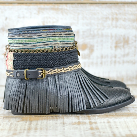 BOTAS BOHO SERPIENTE PIEL NEGRA - TALLA 37