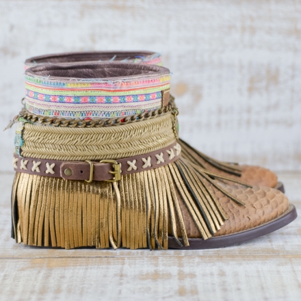 BOTAS BOHO SERPIENTE PIEL MARRÓN - TALLA 37