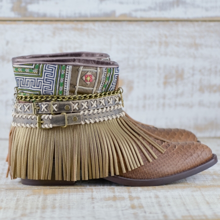 BOTAS BOHO SERPIENTE PIEL MARRÓN - TALLA 41