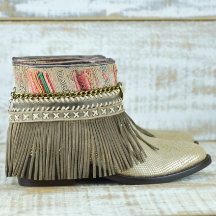BOTAS BOHO SERPIENTE PIEL GOLDEN - TALLA 41  