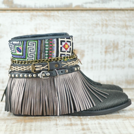 BOTAS BOHO SERPIENTE PIEL NEGRA - TALLA 37