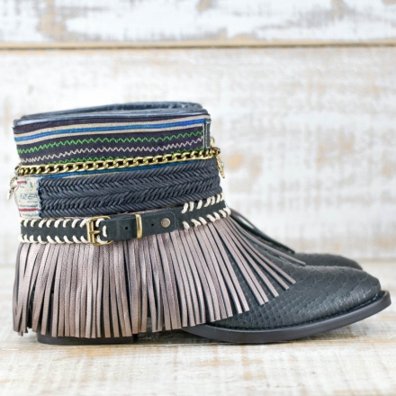 BOTAS BOHO PIEL SERPIENTE NEGRO - TALLA 40