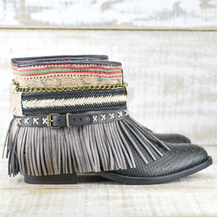 BOTAS BOHO SERPIENTE PIEL NEGRA - TALLA 41