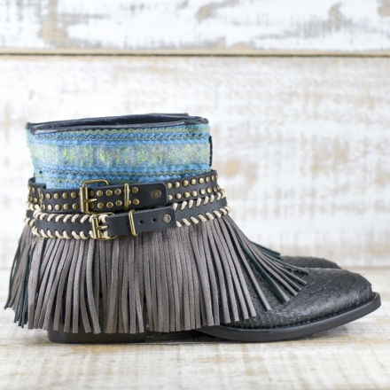 BOTAS BOHO PIEL SERPIENTE NEGRO - TALLA 39