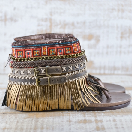 SANDALIAS BOHO PIEL MARRÓN - TALLA 36 