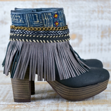 BOTAS BOHO TACON PIEL NEGRO - TALLA 36