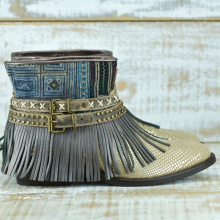 BOTAS BOHO SERPIENTE PIEL GOLDEN - TALLA 41  