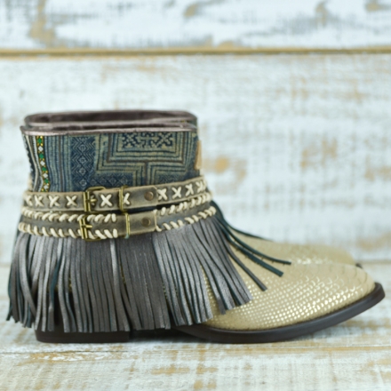 BOTAS BOHO SERPIENTE PIEL GOLDEN - TALLA 41  