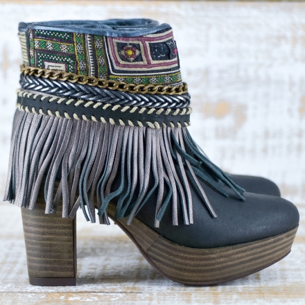 BOTAS BOHO TACON PIEL NEGRO - TALLA 36