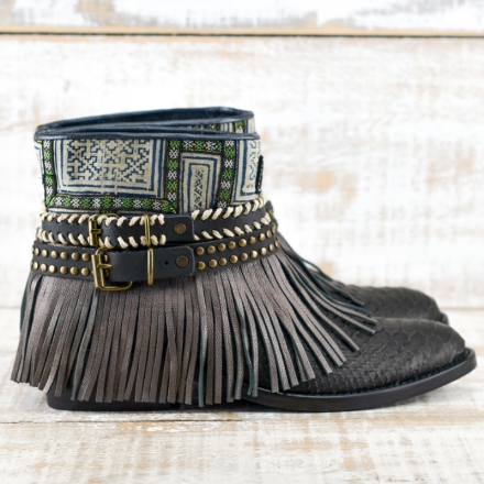 BOTAS BOHO PIEL SERPIENTE NEGRO - TALLA 39