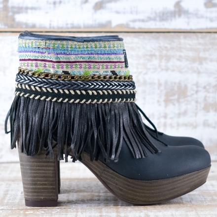 BOTAS BOHO TACON PIEL NEGRO - TALLA 40
