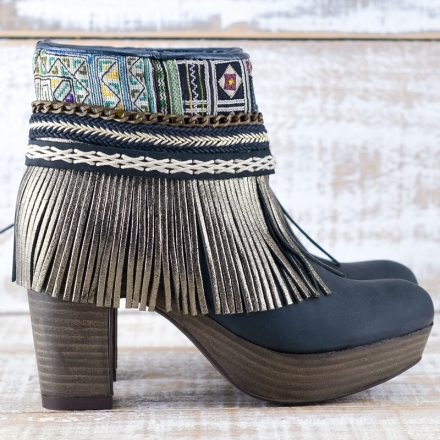 BOTAS BOHO TACON PIEL NEGRO - TALLA 40