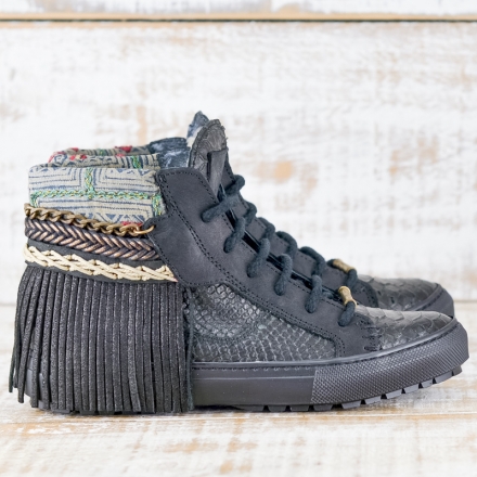 SNEAKER SERPIENTE PIEL NEGRA - TALLA 36