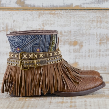 BOTAS BOHO SERPIENTE PIEL MARRÓN - TALLA 36