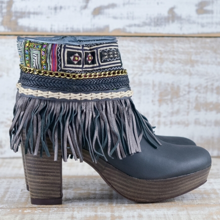 BOTAS BOHO TACON PIEL NEGRO - TALLA 41