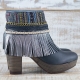 BOTAS BOHO TACON PIEL NEGRO - TALLA 41