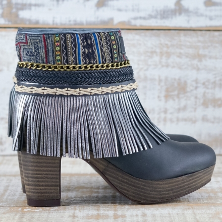 BOTAS BOHO TACON PIEL NEGRO - TALLA 41