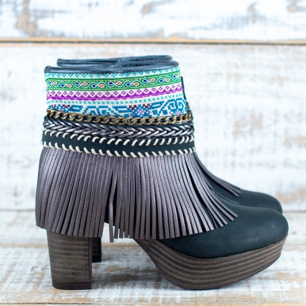 BOTAS BOHO TACON PIEL NEGRO - TALLA 36