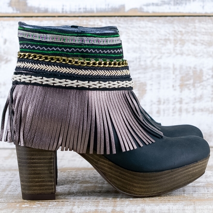BOTAS BOHO TACON PIEL NEGRO - TALLA 40