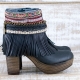 BOTAS BOHO TACON PIEL NEGRO - TALLA 36