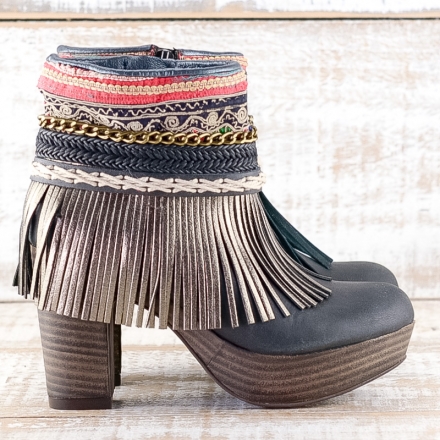 BOTAS BOHO TACON PIEL NEGRO - TALLA 36