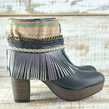 BOTAS BOHO TACON PIEL NEGRO - TALLA 41