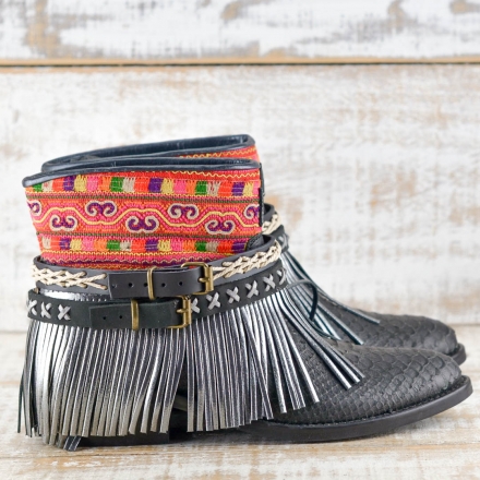 BOTAS BOHO PIEL SERPIENTE NEGRO - TALLA 39