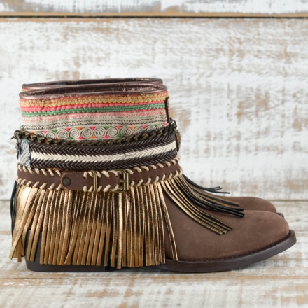 BOTAS BOHO PIEL MARRON - TALLA 36