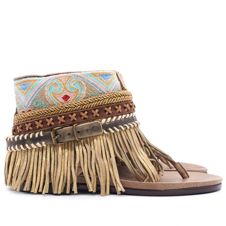 SANDALIAS BOHO PIEL MARRÓN - TALLA 37