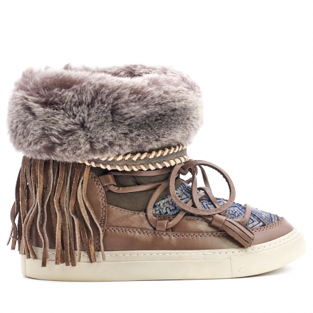 BROWN LEATHER ALASKA BOOTS - SIZE 36