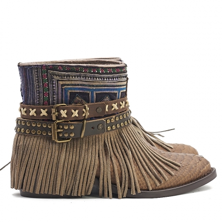 BOTAS BOHO SERPIENTE PIEL MARRÓN - TALLA 36