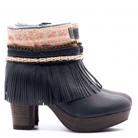 BOTAS BOHO TACON PIEL NEGRO - TALLA 41