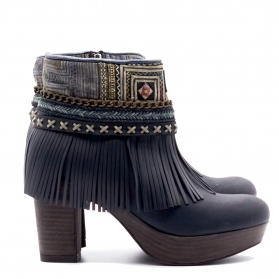 BOTAS BOHO TACON PIEL NEGRO - TALLA 40