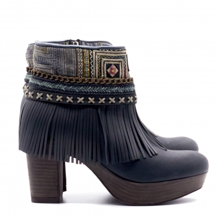 BOTAS BOHO TACON PIEL NEGRO - TALLA 40
