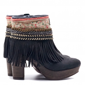 BOTAS BOHO TACON PIEL NEGRO - TALLA 37