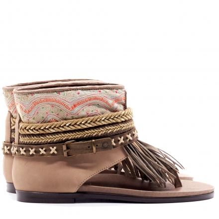 SANDALIAS BOHO PIEL MARRÓN - TALLA 37