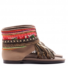 SANDALIAS BOHO PIEL MARRÓN - TALLA 37