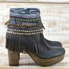 BOTAS BOHO TACON PIEL NEGRO - TALLA 36