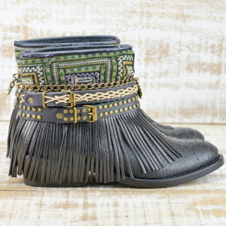 BOTAS BOHO PIEL SERPIENTE NEGRO - TALLA 36